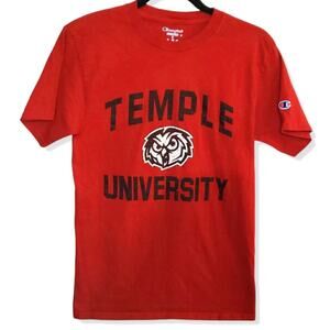 Champion Red Temple University Short Sleeve Tee